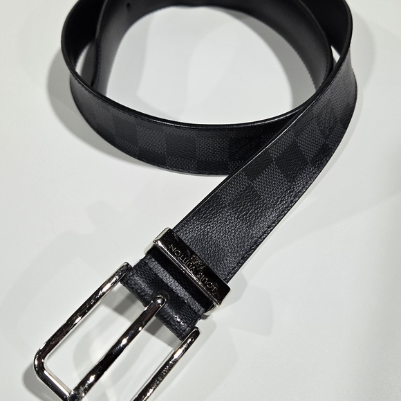 LOUIS VUITTON Sz 36 Belt M/L Sanctuary Force Damier Graphite Black Mens 32"-36". - Picture 2 of 16